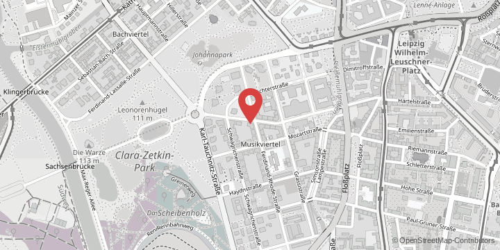 die Karte zeigt folgenden Standort: Theologische Fakultät, Beethovenstraße 25, 04107 Leipzig